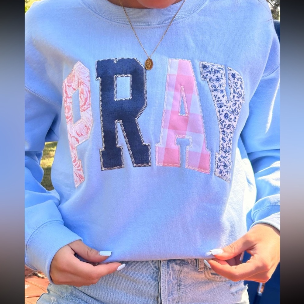 Blue embroidered Women's Sweatshirt pray